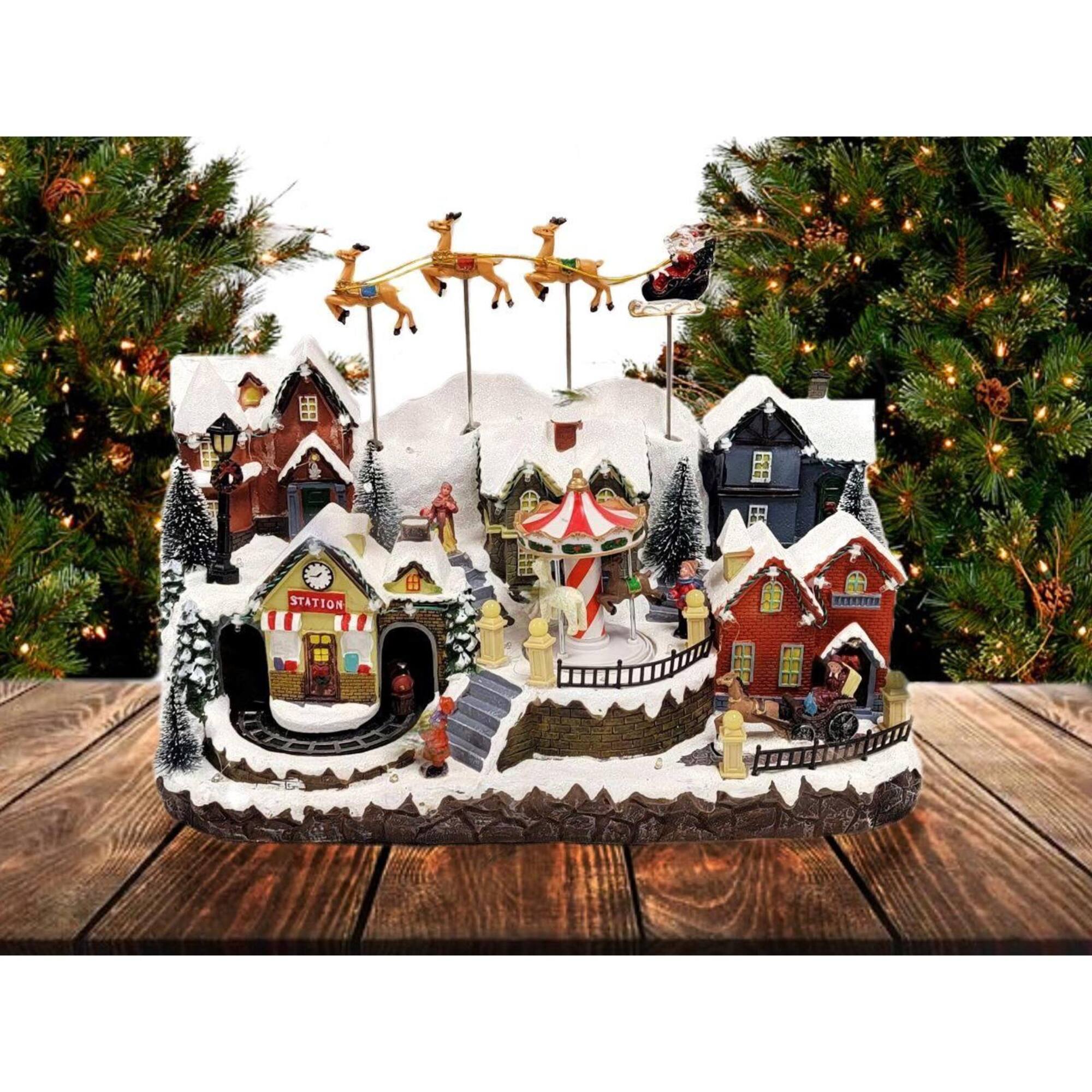 Wizardi 19.75" Snow-covered Christmas Village Decoration